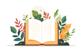 AI generated Flat design open book illustration png