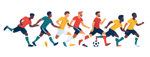 AI generated Flat design group of man football players png