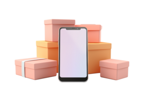 AI generated boxes and blank smartphone png