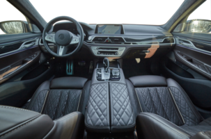 Inside moden car background, luxury car interior elements wallpaper. Black leather car interior png