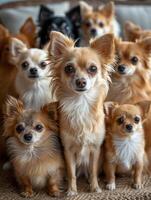 AI generated Chihuahuas are sitting on the couch photo