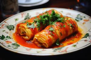 AI generated Enchanting enchiladas. savory and flavorful mexican delights for a delectable feast photo