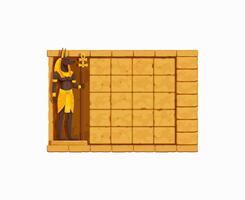 Arcade game frame Ancient Egypt stone wall, Anubis vector