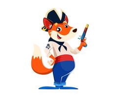 Cartoon funny fox animal pirate sailor character vector