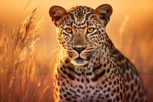 ai generado retrato de el majestuoso africano leopardo en sus nativo habitat en un emocionante safari expedición foto