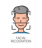 Facial recognition, biometric identification icon vector