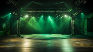 AI generated Modern dance stage lighting performance show spotlight blue green color entertainment photo