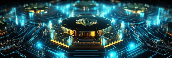 AI generated Eth blockchain cryptocurrency mining technology digital background wallpaper banner photo