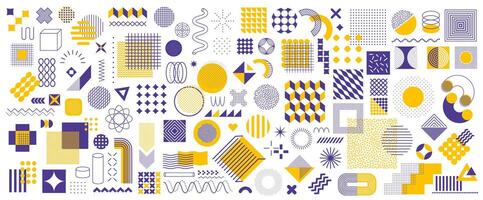 Abstract geometric memphis shapes and elements set vector