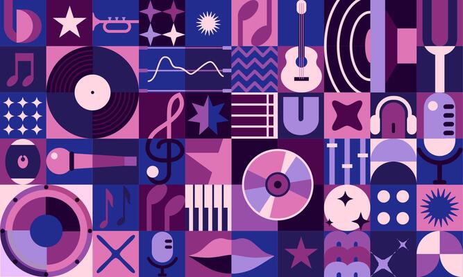Music geometric abstract pattern poster or banner