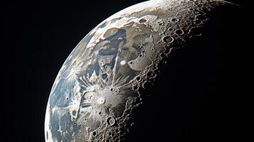 AI generated Moon partially covered by eclipse, close-up of the surface during celestial event photo