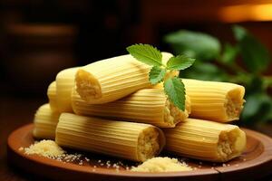 ai generado Agua en la boca mexicano tamales - auténtico, sabroso, y irresistible tradicional plato foto