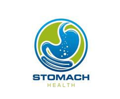 Stomach health care icon, label of belly wellbeing vector