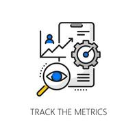 Software develop track and metrics outline icon vector