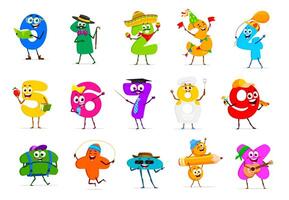 Cartoon funny math number characters vector