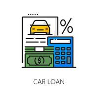 Car loan line icon for dealership and auto buy vector