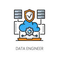 Data engineer, web development job outline icon vector