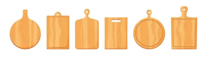 Cartoon wooden kitchen chopping or cutting boards vector