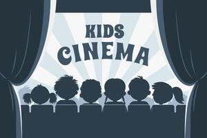 Kids cinema silhouette, children movie theater vector