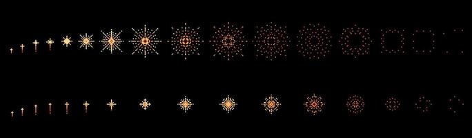 Firework 8 bit pixel animation, game explosion vector