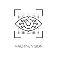 Machine vision and learning, AI intelligence icon vector