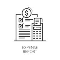 Expense report line icon for financial analysis vector
