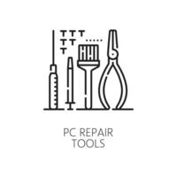 Electronics industry, computer hardware line icon vector