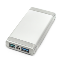 AI generated A portable power bank with multiple charging ports isolated on transparent background png