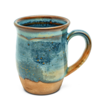 AI generated A ceramic mug with a unique glaze and a comfortable handle isolated on Transparent Background. png