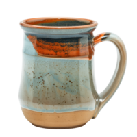 AI generated A ceramic mug with a unique glaze and a comfortable handle isolated on Transparent Background. png