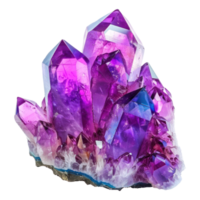 ai generiert Amethyst Kristall Cluster mit beschwingt Farbe und schimmernd Facetten isoliert auf transparent Hintergrund png