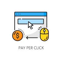 Per click SERP icon with search engine result page vector