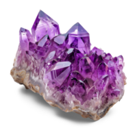 ai generiert Amethyst Kristall Cluster mit beschwingt Farbe und schimmernd Facetten isoliert auf transparent Hintergrund png