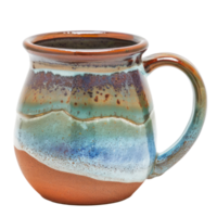 AI generated A ceramic mug with a unique glaze and a comfortable handle isolated on Transparent Background. png