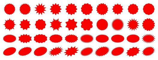 Red starburst sale price stickers and labels set vector