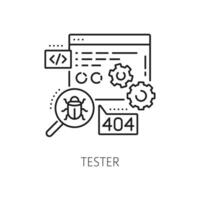 Tester, IT specialist of software testing analysis vector