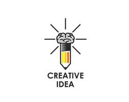 Creative idea pencil icon, brainstorm, education vector