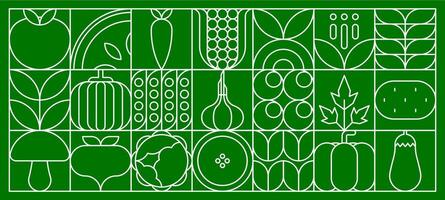 Vegetables food abstract line geometric pattern vector