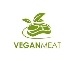 Vegan meat steak, plant vegetable beef vector icon