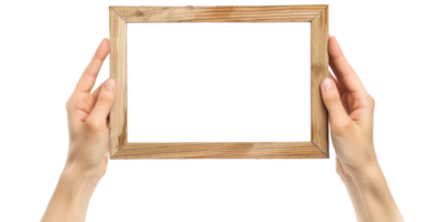 AI generated Hands holding Frame Isolated on Transparent background. Hands Presenting Empty Frame with copy space png