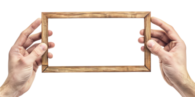 AI generated Hands holding Frame Isolated on Transparent background. Hands Presenting Empty Frame with copy space png