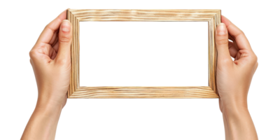 AI generated Hands holding Frame Isolated on Transparent background. Hands Presenting Empty Frame with copy space png