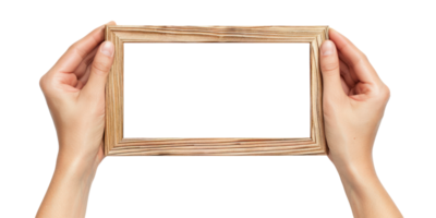 AI generated Hands holding Frame Isolated on Transparent background. Hands Presenting Empty Frame with copy space png