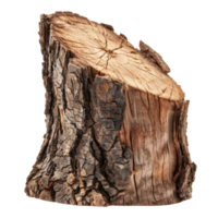 AI generated Photorealistic tree trunk, half cut, isolated on transparent background. png