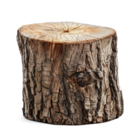 AI generated Photorealistic tree trunk, half cut, isolated on transparent background. png