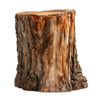 AI generated Photorealistic tree trunk, half cut, isolated on transparent background. png