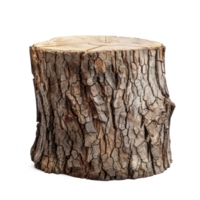 AI generated Photorealistic tree trunk, half cut, isolated on transparent background. png