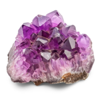 ai generiert Amethyst Kristall Cluster mit beschwingt Farbe und schimmernd Facetten isoliert auf transparent Hintergrund png