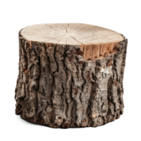 AI generated Photorealistic tree trunk, half cut, isolated on transparent background. png