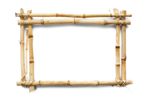 AI generated Natural Bamboo Frame Cutout Transparent Background.  Horizontal Bamboo Frame with copy space png